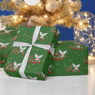 Weihnachts-Taube mit inspirierendem Feiertags-Text Geschenkpapier