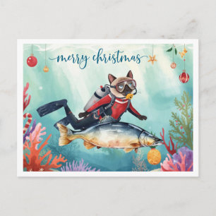 Weihnachts-Tauchgau-Siamkatze unter dem Postkarten