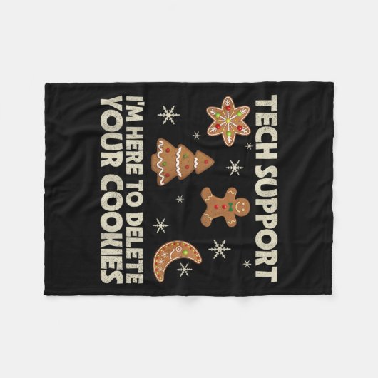 Weihnachts-Tech unterstützt hier, Cookie-Weihnacht Fleecedecke (Vorderseite (Horizontal))