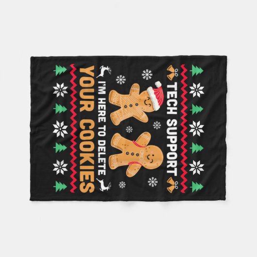 Weihnachts-Tech unterstützt hier, Cookie-Weihnacht Fleecedecke (Vorderseite (Horizontal))