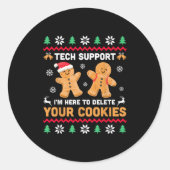 Weihnachts-Tech unterstützt hier, Cookie-Weihnacht Runder Aufkleber (Vorderseite)