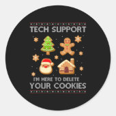 Weihnachts-Tech unterstützt hier, Cookies von Ugly Runder Aufkleber (Vorderseite)