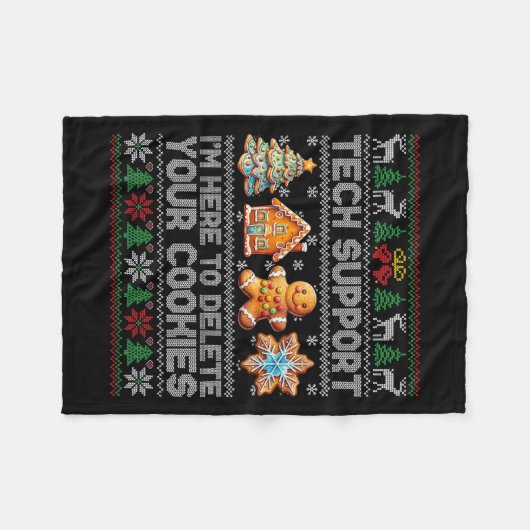 Weihnachts-Tech unterstützt hier, Cookies zu lösch Fleecedecke (Vorderseite (Horizontal))