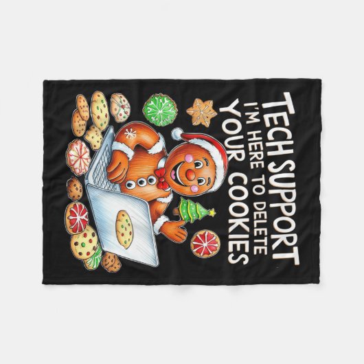 Weihnachts-Tech unterstützt hier, Cookies zu lösch Fleecedecke (Vorderseite (Horizontal))
