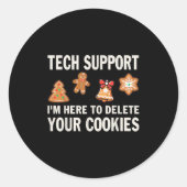 Weihnachts-Tech unterstützt hier, Cookies zu lösch Runder Aufkleber (Vorderseite)