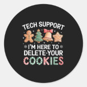 Weihnachts-Tech unterstützt hier, Cookies zu lösch Runder Aufkleber (Vorderseite)