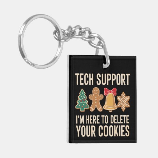 Weihnachts-Tech-Unterstützung hier, um Cookies zu Schlüsselanhänger (Vorderseite links)