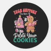 Weihnachts-technische Unterstützung hier, um Cooki Runder Aufkleber (Vorderseite)