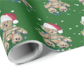 Weihnachts-Teddy-Bär in getrübten Lichtern Geschenkpapier (Rolleneckpunkt)