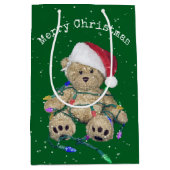 Weihnachts-Teddy-Bär in getrübten Lichtern Mittlere Geschenktüte (Vorderseite)