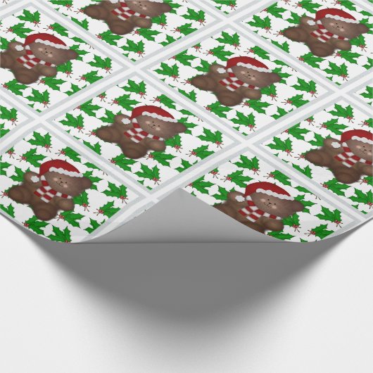 Weihnachts-Teddy-Bär und Holunder-Wrapping Paper Geschenkpapier (Ecke)