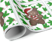 Weihnachts-Teddy-Bär und Holunder-Wrapping Paper Geschenkpapier (Rolleneckpunkt)