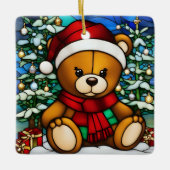 Weihnachts-Teddy-Bären Imitate gestanzt Glas Keramikornament (Vorderseite)