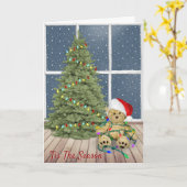 Weihnachts-Teddy-Bären in Feiertagslechten Karte (Gelbe Blume)