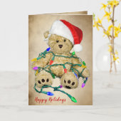 Weihnachts-Teddy-Bären in Feiertagslechten Karte (Gelbe Blume)