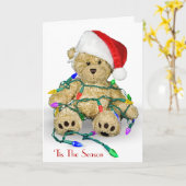 Weihnachts-Teddy-Bären in Holiday Lights Card Karte (Gelbe Blume)