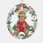 Weihnachts-Teddy Bären Keramik Ornament (Links)