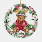 Weihnachts-Teddy Bären Keramik Ornament (Hinten)