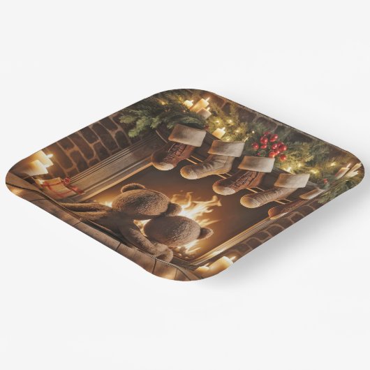 Weihnachts-Teddy-Bären schnüren Pappteller (Gewinkelt)