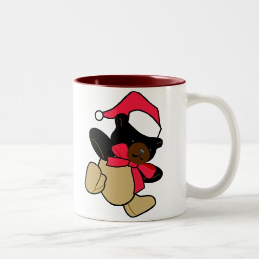 Weihnachts-Teddy-Bären-Tasse Zweifarbige Tasse (Rechts)