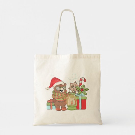 Weihnachts-Teddy-Bärenkuppel mit Geschenktasche Tragetasche (Rückseite)