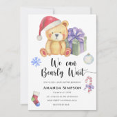 Weihnachts-Teddy Bear Winter Baby Dusche Einladung (Vorderseite)