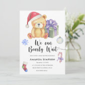 Weihnachts-Teddy Bear Winter Baby Dusche Einladung (Stehend Vorderseite)