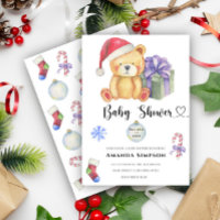 Weihnachts-Teddy Bear Winter Baby Dusche Einladung
