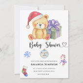 Weihnachts-Teddy Bear Winter Baby Dusche Einladung (Vorderseite)