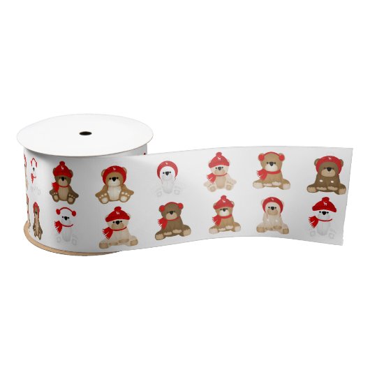 Weihnachts-Teddy Bears Winterhasen Satinband (Spule)