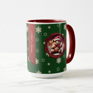 Weihnachts Teddy Cookie Personalisierte Banner Grü Tasse