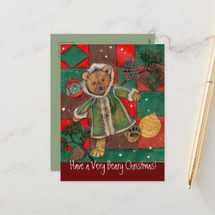 Weihnachts-Teddy~haben sehr beary Christmas Cards Feiertagspostkarte