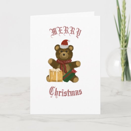 Weihnachts-Teddybär Feiertagskarte (Vorderseite)