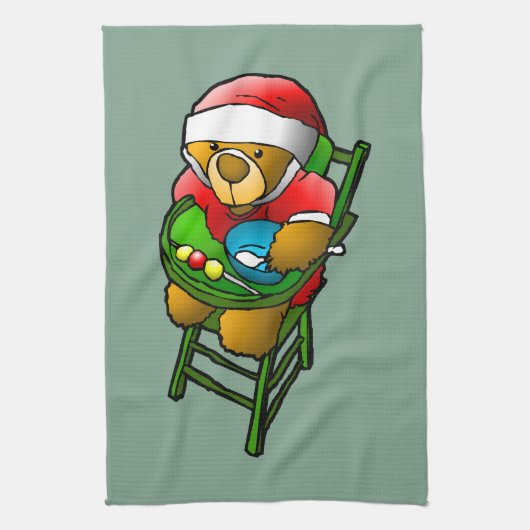 Weihnachts-Teddybär Geschirrtuch (Vertikal)
