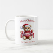 Weihnachts-Teddybär mit Geschenken generativen ai Kaffeetasse (Links)
