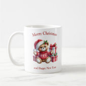 Weihnachts-Teddybär mit Geschenken und Mistleton Kaffeetasse (Links)