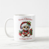 Weihnachts-Teddybär mit Geschenken und Mistleton Kaffeetasse (Links)