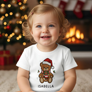 Weihnachts-Teddybär mit individuellem Namen Baby T-shirt