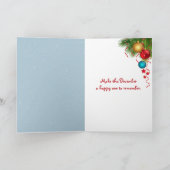 Weihnachts-Teddybär mit Schneemann Feiertagskarte (Innenseite)