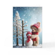 Weihnachts-Teddybär mit Schneemann