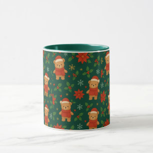 Weihnachts-Teddybär-Muster – Hübsches grünes Weihn Tasse