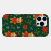 Weihnachts-Teddybär-Muster – Süße grüne Feiertage  iPhone Hülle (Rückseite (Horizontal))