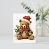 Weihnachts-Teddybär Postkarte (Stehend Vorderseite)