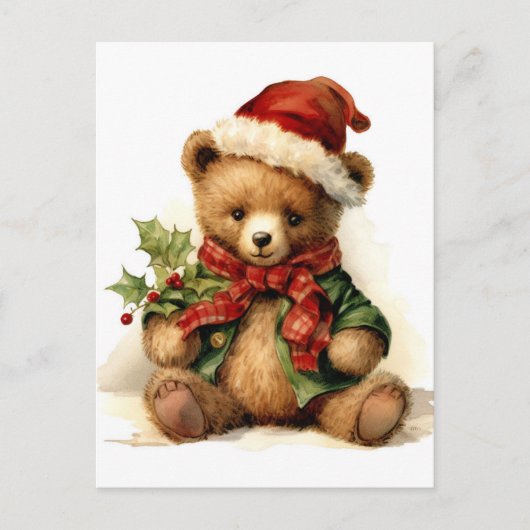 Weihnachts-Teddybär Postkarte (Vorderseite)