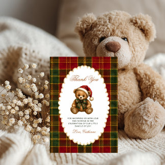 Weihnachts-Teddybär-Santa-Hut-Dankeschön-Karte Dankeskarte