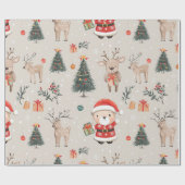 Weihnachts-Teddybär-Santa-Muster (1) Geschenkpapier (Flach)
