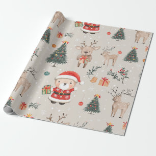 Weihnachts-Teddybär-Santa-Muster (1) Geschenkpapier