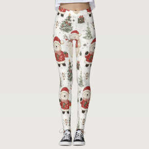 Weihnachts-Teddybär-Santa-Muster (1) Leggings