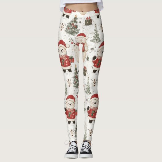 Weihnachts-Teddybär-Santa-Muster (1) Leggings (Vorderseite)