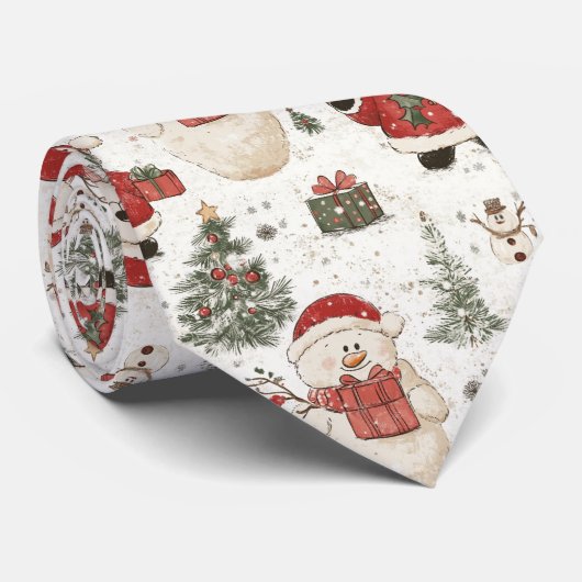 Weihnachts-Teddybär-Santa-Muster (2) Krawatte (Gerollt)